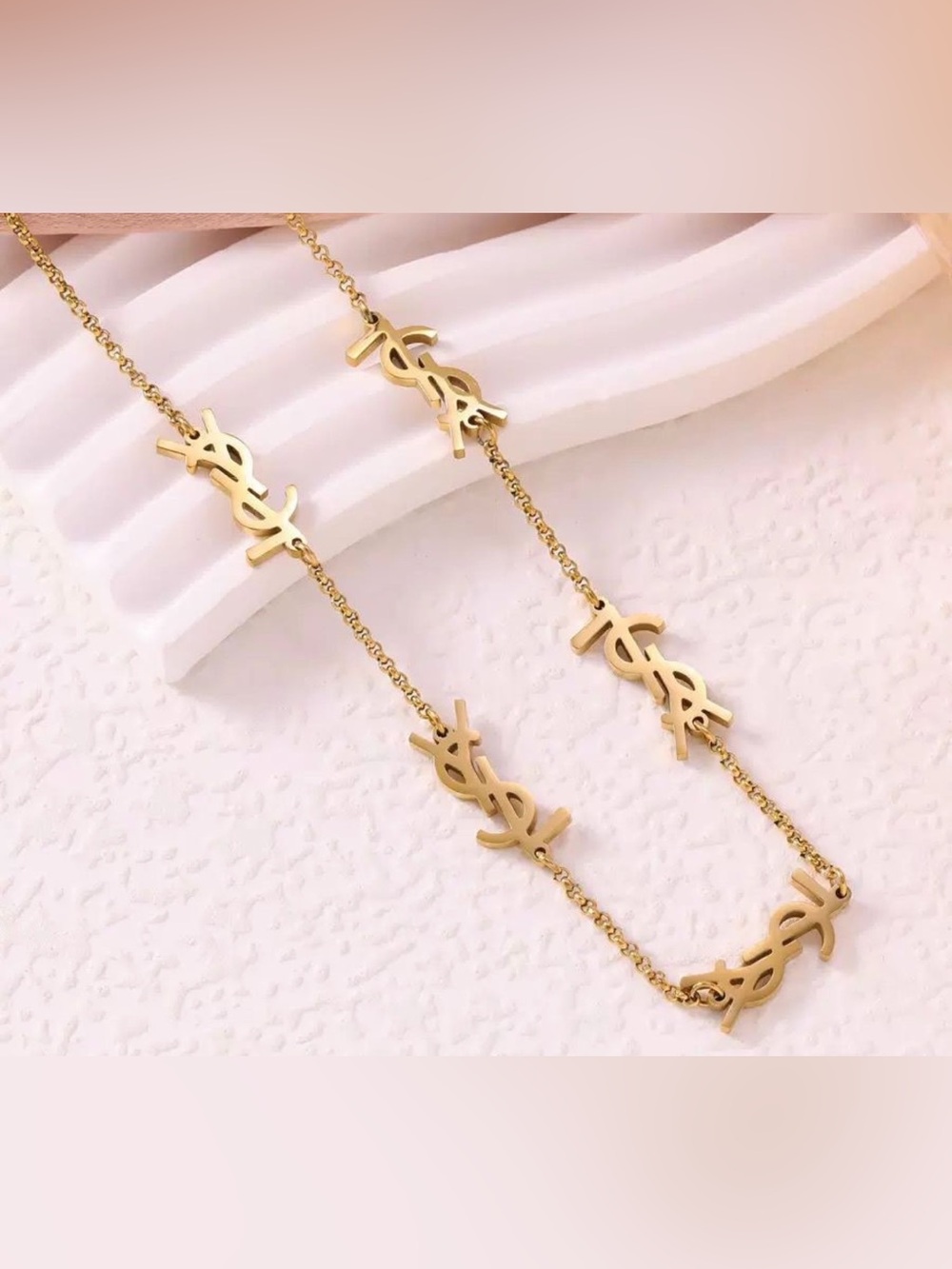 Vintage-Inspired Gold Logo Link Necklace - Picture 1 of 4